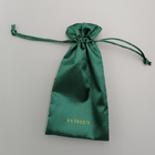 Il regalo verde del cordone del tessuto del raso del ricamo insacca la dimensione di 7x9cm