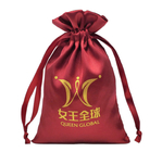 borsa rossa promozionale del raso del sacchetto del cordone dei gioielli di 10x15cm con Logo Fabric Drawstring Gift Bags