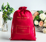 il sacchetto del cordone della parrucca 8x12inch ha personalizzato la borsa rossa del raso con Logo Fabric Drawstring Gift Bags