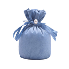 Il regalo blu rotondo del cordone del tessuto della pelle scamosciata insacca per l'imballaggio dei gioielli