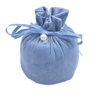 Il regalo blu rotondo del cordone del tessuto della pelle scamosciata insacca per l'imballaggio dei gioielli