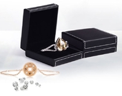 Contenitori di gioielli di cuoio neri di cuoio di superficie di goffratura del contenitore di regalo per le donne