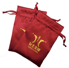 borsa rossa promozionale del raso del sacchetto del cordone dei gioielli di 10x15cm con Logo Fabric Drawstring Gift Bags