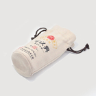 Progetti le borse per il cliente del regalo del cordone del tessuto della borsa del vino del cordone del cotone della tela della bottiglia di Logo Printed 1