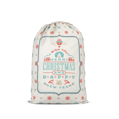Il Natale ha stampato Santa Canvas Drawstring Gift Bags con la corda del poliestere